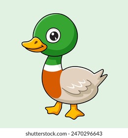 Vector cartoon cute little duck