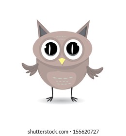 vector cartoon cute little owl bird isolated on white