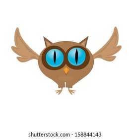vector cartoon cute little owl bird isolated on white