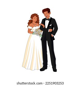 Vector Cartoon Cute Married Wedding Couple Isolated