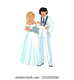 Vector Cartoon Cute Married Wedding Couple Isolated