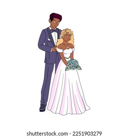 Vector Cartoon Cute Married Wedding Couple Isolated