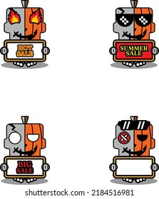 vector cartoon cute mascot character skull voodoo doll pumpkin set bundle summer sale