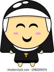 caricatura vectorial lindo personaje de monja mascota