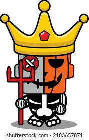 vector cartoon cute mascot skull character voodoo doll pumpkin king