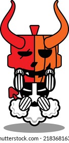 vector cartoon cute mascot skull pumpkin devil red fart rocket character