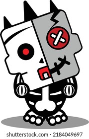vector cartoon cute mascot skull character voodoo doll zombie