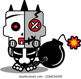 vector cartoon cute mascot skull character voodoo doll bomb