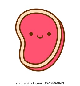 Vector Cartoon Cute Meat Icon Isolated On White Background