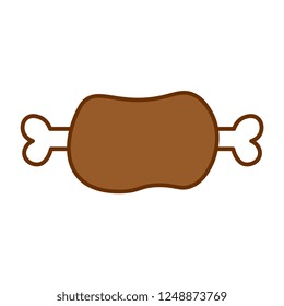 Vector Cartoon Cute Meat Icon Isolated On White Background