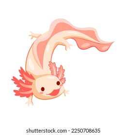 Vector Cartoon Cute Mexican Axolotl llustration Isolated