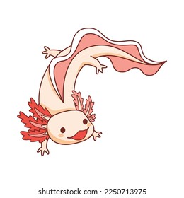 Vector Cartoon Cute Mexican Axolotl llustration Isolated