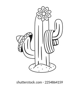 Vector Cartoon Cute Mexican Cactus llustration Isolated