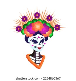 Icono De Ilustración De Catrina Mexicana De Dibujo Vector Aislado