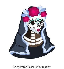 Icono De Ilustración De Catrina Mexicana De Dibujo Vector Aislado