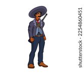 Vector Cartoon Cute Mexican Desperado Illustration Isolated