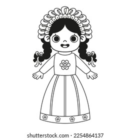 Vector Cartoon Cute Mexican Doll llustration Isolated