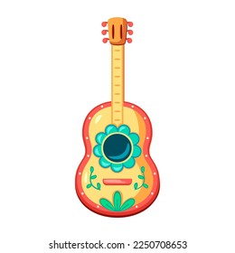 Vector Cartoon Cute Mexican Guitar llustration Isolated