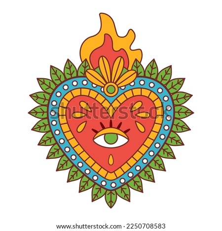 Vector Cartoon Cute Mexican Heart llustration Isolated