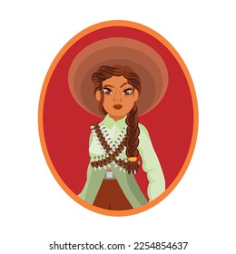 Vector Cartoon Cute Mexican Lady Illustration Isolated