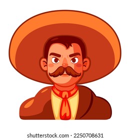 Vector Cartoon Cute Mexican Man llustration Isolated