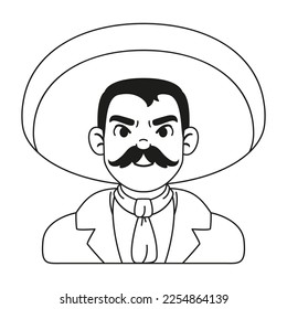 Vector Cartoon Cute Mexican Man llustration Isolated