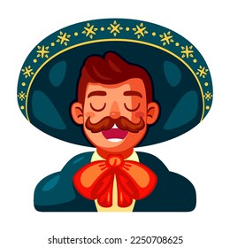 Vector Cartoon Cute Mexican Mariachi llustration Isolated