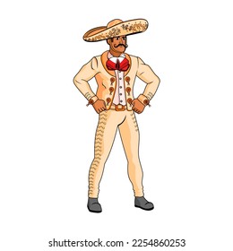 Vector Cartoon Cute Mexican Mariachi Illustration Isolated