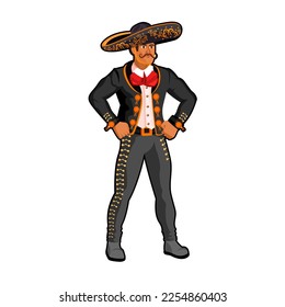 Vector Cartoon Cute Mexican Mariachi Illustration Isolated