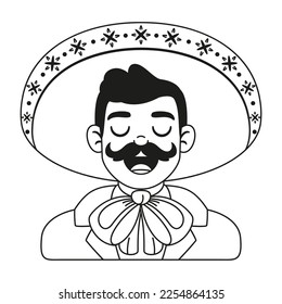 Vector Cartoon Cute Mexican Mariachi llustration Isolated
