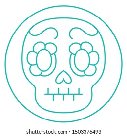 Vector Cartoon Cute Mexican Skull Icon Isolated