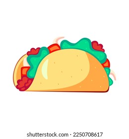 Vector Cartoon Cute Mexican Taco llustration Isolated
