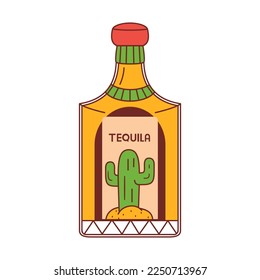 Vector Cartoon Cute Mexican Tequila llustration Isolated