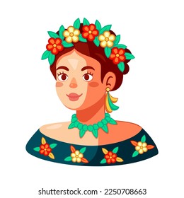 Vector Cartoon Cute Mexican Woman llustration Isolated
