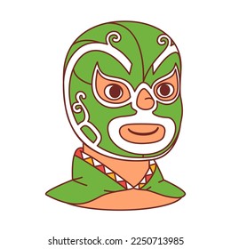 Vector Cartoon Cute Mexican Wrestler llustration Isolated