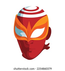 Vector Cartoon Cute Mexican Wrestler Illustration Isolated