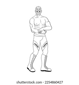 Vector Cartoon Cute Mexican Wrestler Illustration Isolated