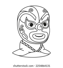 Vector Cartoon Cute Mexican Wrestler llustration Isolated