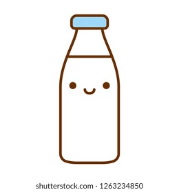 Vector Cartoon Cute Milk Bottle Icon Isolated On White Background