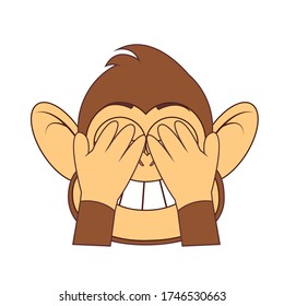 Vector Cartoon Cute Monkey Emoji Icon Isolated
