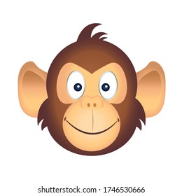 Vector Cartoon Cute Monkey Emoji Icon Isolated