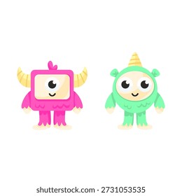 Vector cartoon cute monster characters