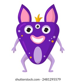 Vector cartoon cute monster. Funny halloween alien isolated on white background. Clip art for party decoration, stickers