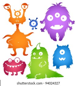 Vector cartoon cute monsters