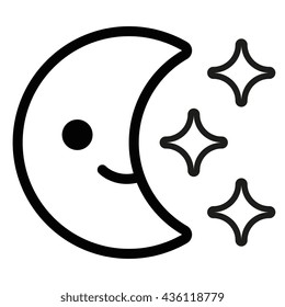 Vector Cartoon Cute Moon And Stars Icons
