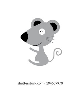 vector cartoon cute mouse on white background 