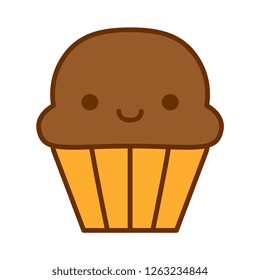 Vector Cartoon Cute Muffin Icon Isolated On White Background