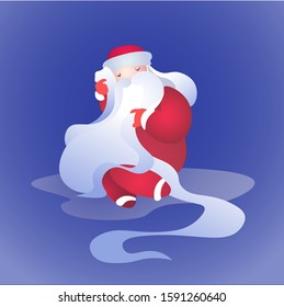 Vector cartoon cute new year christmas santa claus portrait card design bearded man