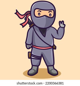 Vector cartoon cute ninja illustration