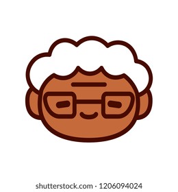 Vector Cartoon Cute Old Lady Icon Isolated
